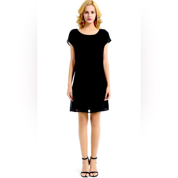 Urban Charm Women's Short Sleeve Chiffon Casual Dress / Shift Dress - Picture 1 of 5